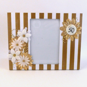 50th Anniversary Picture Frame in Gold and White